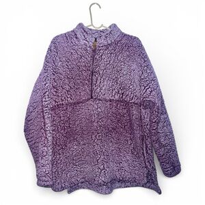 Time & Tru Quarter Zip Sherpa Jacket Womens XL Purple 1/4 Pullover w Pockets